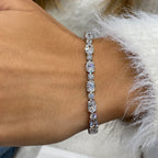 14k White Gold Oval and Round Cut Lab Grown Diamond Prong Setting Tennis Bracelet Bridal Jewelry - JBR Jeweler