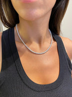 14k Gold Pave Set Round Cut Lab Grown Elongated Diamond Tennis Necklace Gift for Anniversary - JBR Jeweler