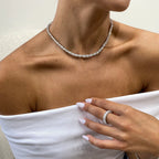 4 mm 14k Gold Prong Setting, Oval Cut, Lab Created Diamond Tennis Necklace, Bridal Jewelry - JBR Jeweler