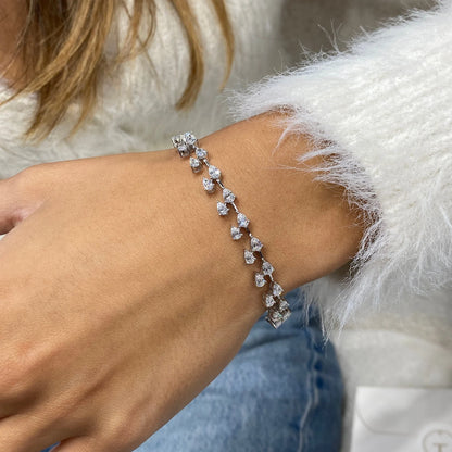 Bracelet de perles en forme de cœur en or 14 carats 