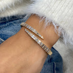 14k Yellow Gold Baguette Cut Lab Grown Diamond Bar Set Bangle Bracelet - JBR Jeweler