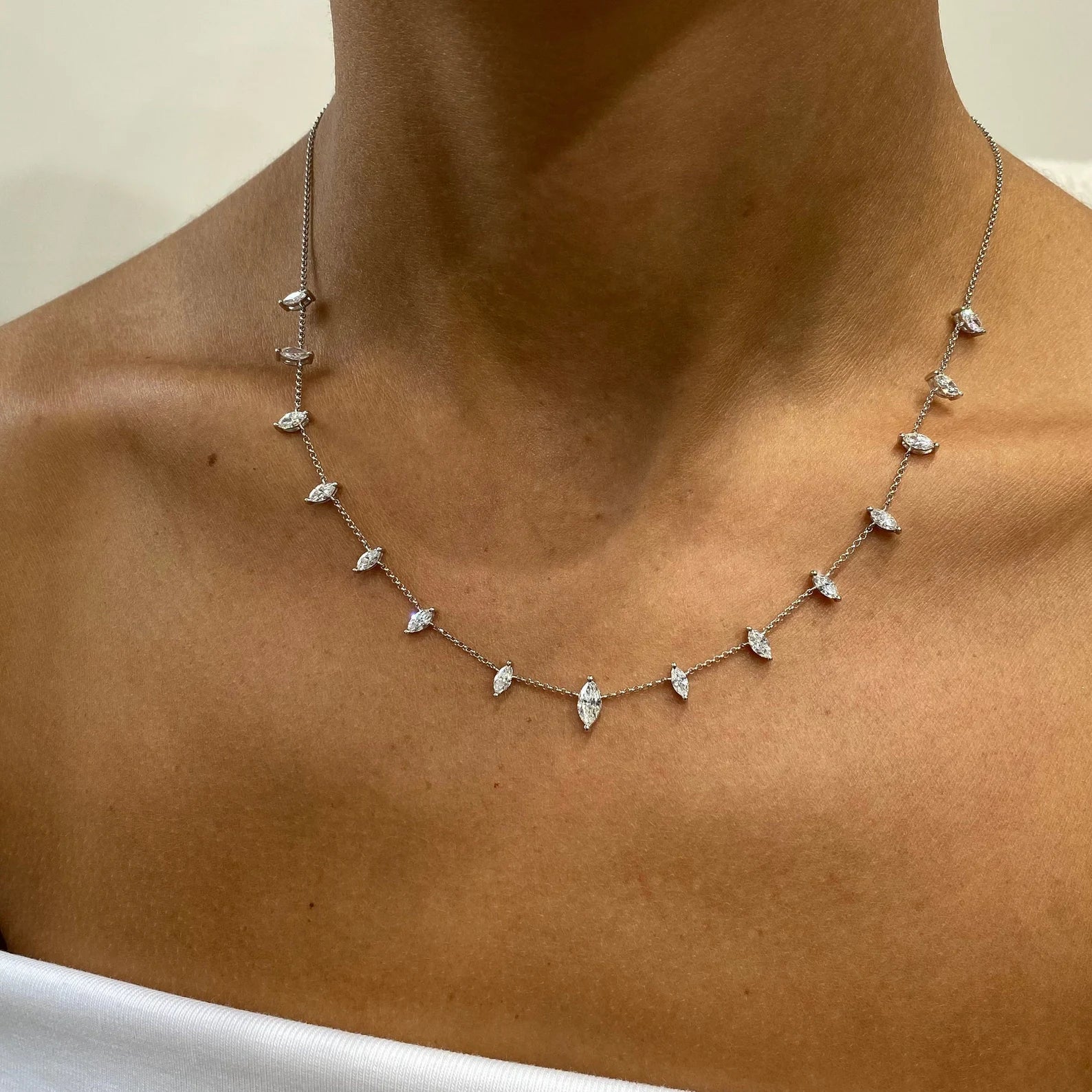 14k Gold, Prong Setting Marquise Cut Lab Grown Diamond Necklace, Gift for Anniversary - JBR Jeweler