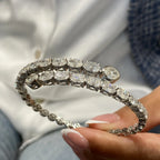 Solid 14k White Gold Oval Cut Lab Grown Diamond Prong Setting Bangle Bracelet, Gift for Anniversary - JBR Jeweler