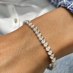 Solid 14k White Gold Pear Cut Lab Grown Diamond Prong Set Tennis Bracelet, Jewelry for Women - JBR Jeweler
