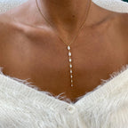 14K Yellow Gold Prong Set Oval Cut Lab-Grown Diamond Lariat Necklace, Anniversary Gift - JBR Jeweler