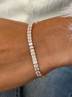 14K Rose Gold Emerald Cut Lab-Grown Diamond Half Eternity Bracelet, Gift for Women - JBR Jeweler