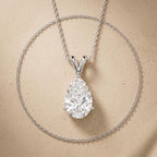 Pear Shaped Solitaire Pendant Necklace, 14K White Gold Teardrop Necklace, Lab - JBR Jeweler
