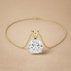 1 Ct Cushion Diamond Solitaire Pendant Necklace, Lab Grown Diamond Double Bail - JBR Jeweler