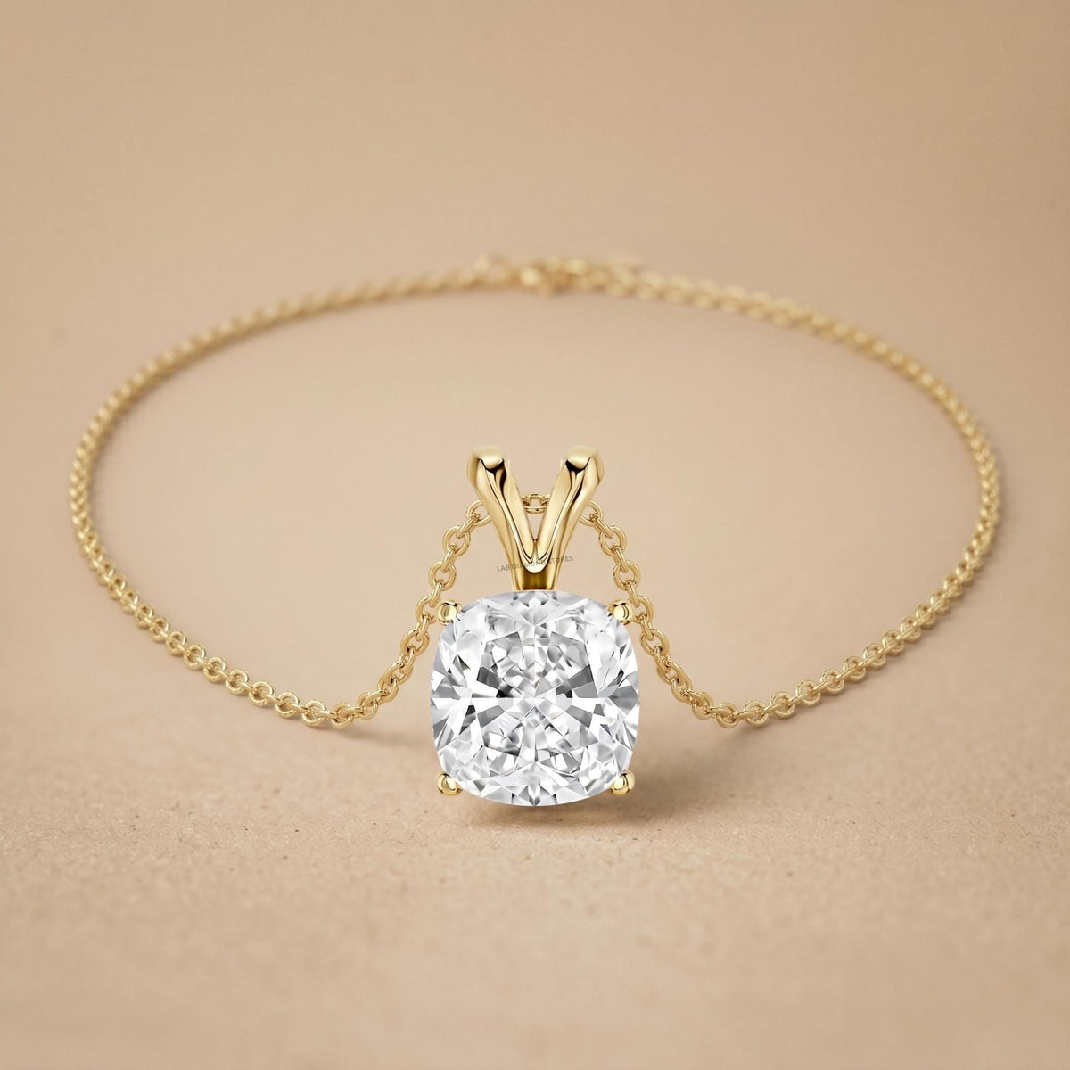 1 Ct Cushion Diamond Solitaire Pendant Necklace, Lab Grown Diamond Double Bail - JBR Jeweler