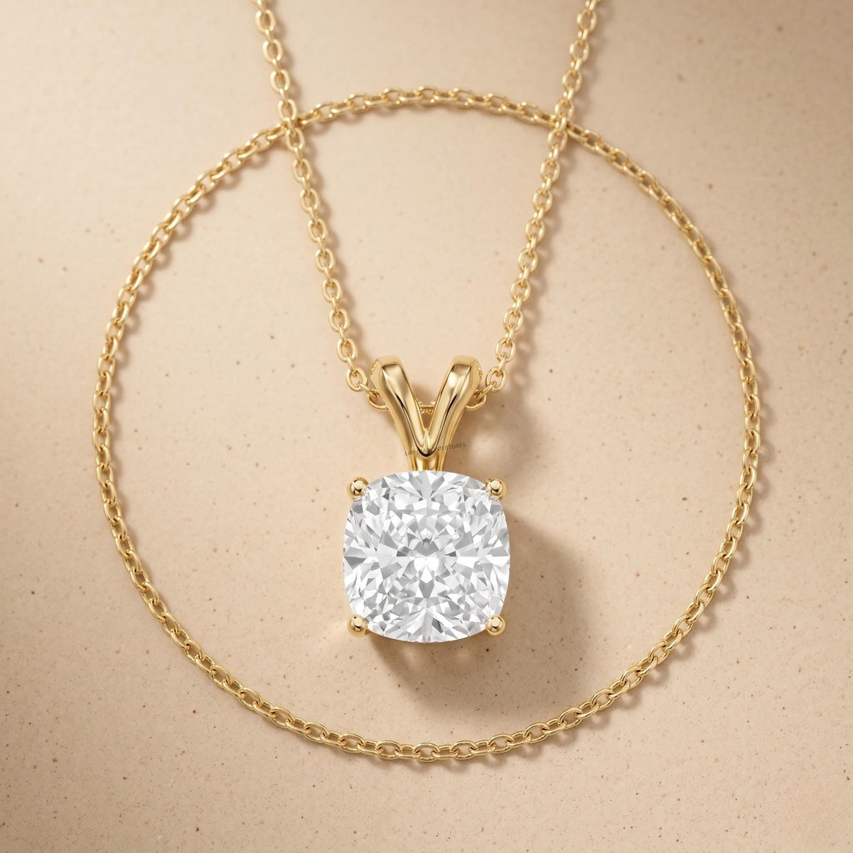 1 Ct Cushion Diamond Solitaire Pendant Necklace, Lab Grown Diamond Double Bail - JBR Jeweler