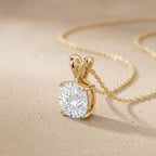 1 Ct Cushion Diamond Solitaire Pendant Necklace, Lab Grown Diamond Double Bail - JBR Jeweler