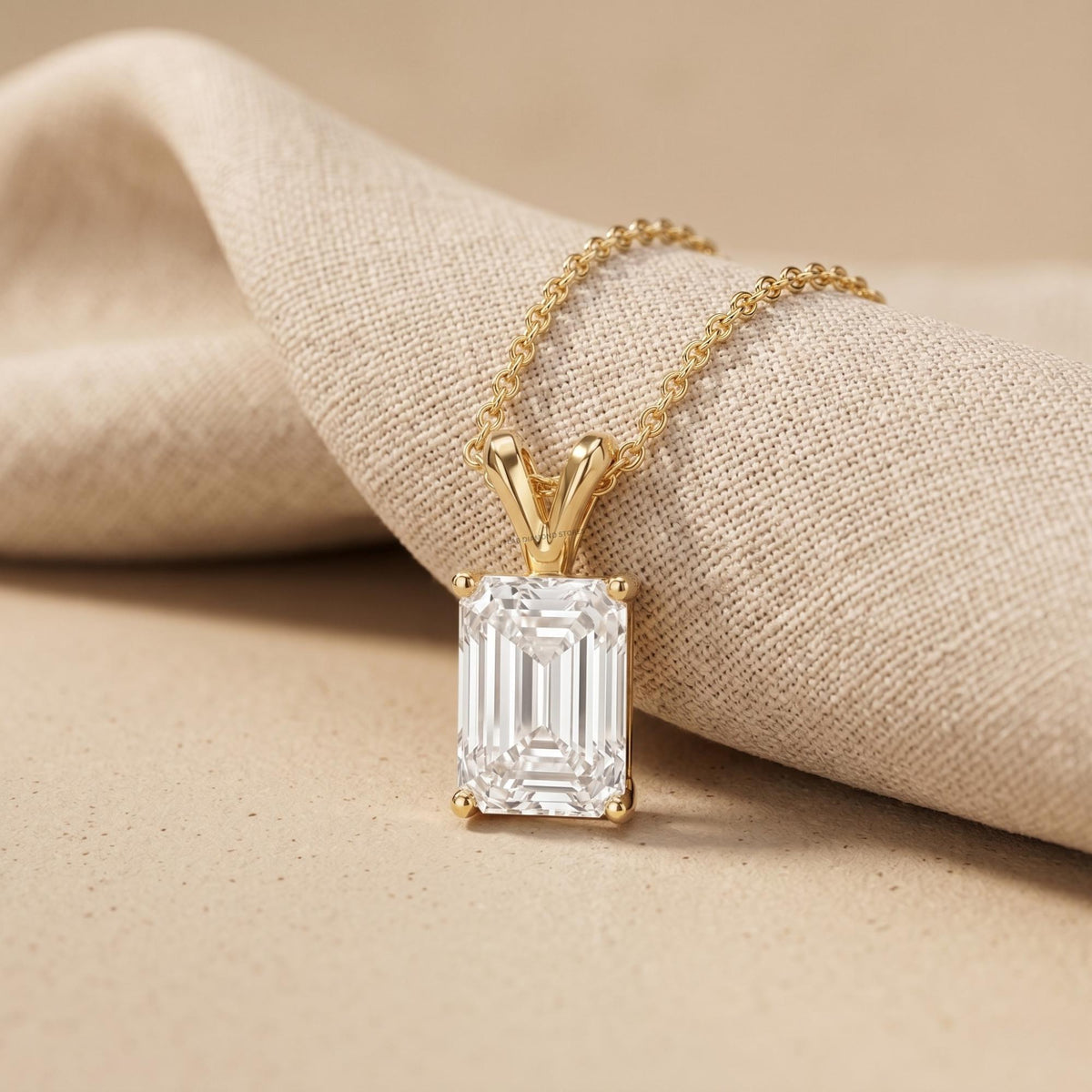Emerald Lab Grown Diamond Solitaire Pendant, IGI Certified Lab Diamond - JBR Jeweler