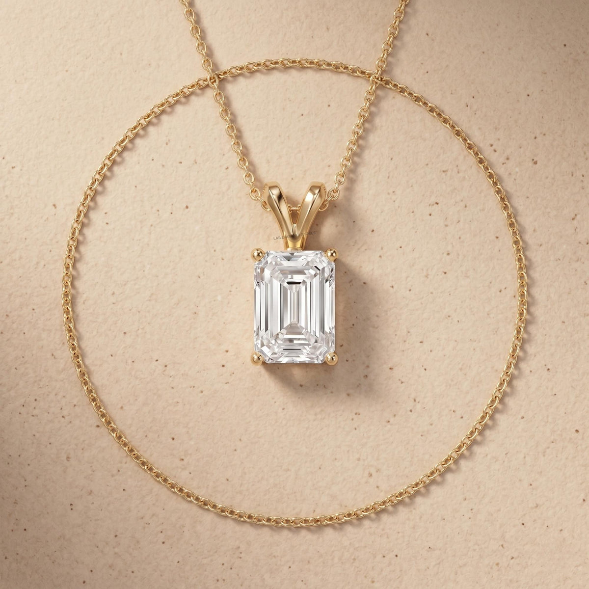 Emerald Lab Grown Diamond Solitaire Pendant, IGI Certified Lab Diamond - JBR Jeweler