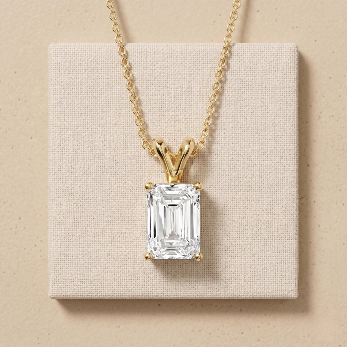 Emerald Lab Grown Diamond Solitaire Pendant, IGI Certified Lab Diamond - JBR Jeweler