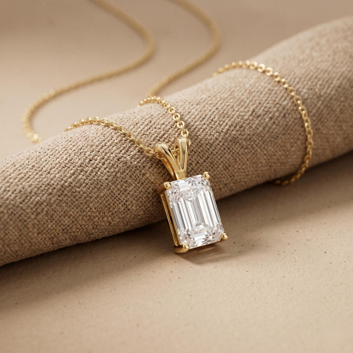 Emerald Lab Grown Diamond Solitaire Pendant, IGI Certified Lab Diamond - JBR Jeweler
