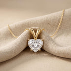Heart Shaped Solitaire Pendant Necklace, Dainty Gold Necklace For Women, Lab - JBR Jeweler