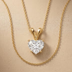 Heart Shaped Solitaire Pendant Necklace, Dainty Gold Necklace For Women, Lab - JBR Jeweler