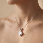 Lab Grown Princess Diamond Necklace, 14K White Gold Solitaire Pendant - JBR Jeweler