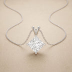 Lab Grown Princess Diamond Necklace, 14K White Gold Solitaire Pendant - JBR Jeweler