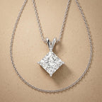 Lab Grown Princess Diamond Necklace, 14K White Gold Solitaire Pendant - JBR Jeweler