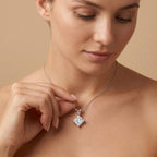 Lab Grown Princess Diamond Necklace, 14K White Gold Solitaire Pendant - JBR Jeweler