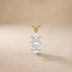 Marquise Diamond Solitaire Pendant Necklace, 18K Gold Bridal Necklace, Lab - JBR Jeweler