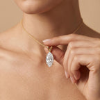 Marquise Diamond Solitaire Pendant Necklace, 18K Gold Bridal Necklace, Lab - JBR Jeweler