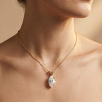 Marquise Diamond Solitaire Pendant Necklace, 18K Gold Bridal Necklace, Lab - JBR Jeweler