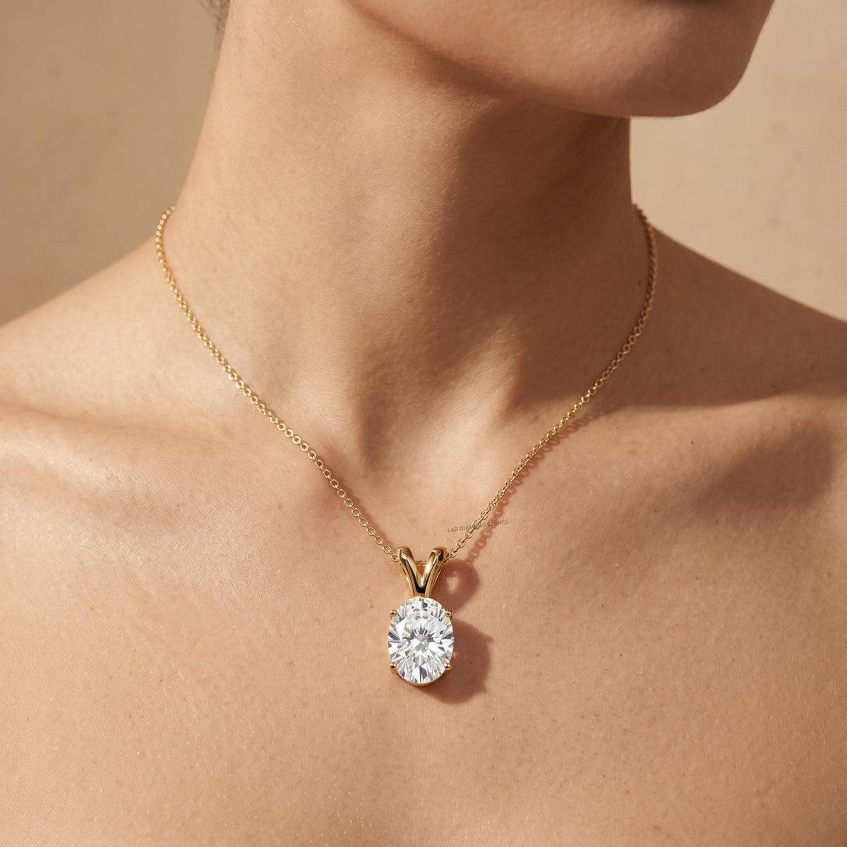 1 Ct Lab Grown Oval Diamond Solitaire Necklace, Minimalist Diamond Necklace in - JBR Jeweler