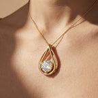 Round Lab Grown Diamond Teardrop Pendant Necklace, Dainty Solitaire Necklace - JBR Jeweler