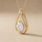 Round Lab Grown Diamond Teardrop Pendant Necklace, Dainty Solitaire Necklace - JBR Jeweler