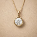 Round Cut Lab Grown Diamond Bezel Set Pendant, Minimalist Solitaire Pendant - JBR Jeweler