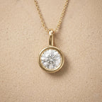 Round Cut Lab Grown Diamond Bezel Set Pendant, Minimalist Solitaire Pendant - JBR Jeweler