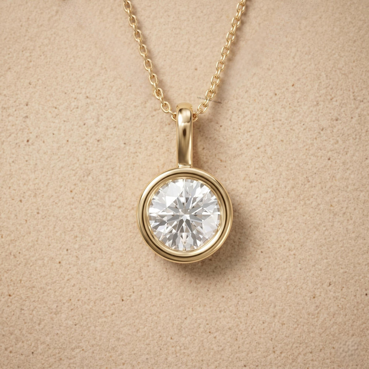 Round Cut Lab Grown Diamond Bezel Set Pendant, Minimalist Solitaire Pendant - JBR Jeweler