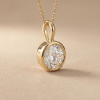 Round Cut Lab Grown Diamond Bezel Set Pendant, Minimalist Solitaire Pendant - JBR Jeweler