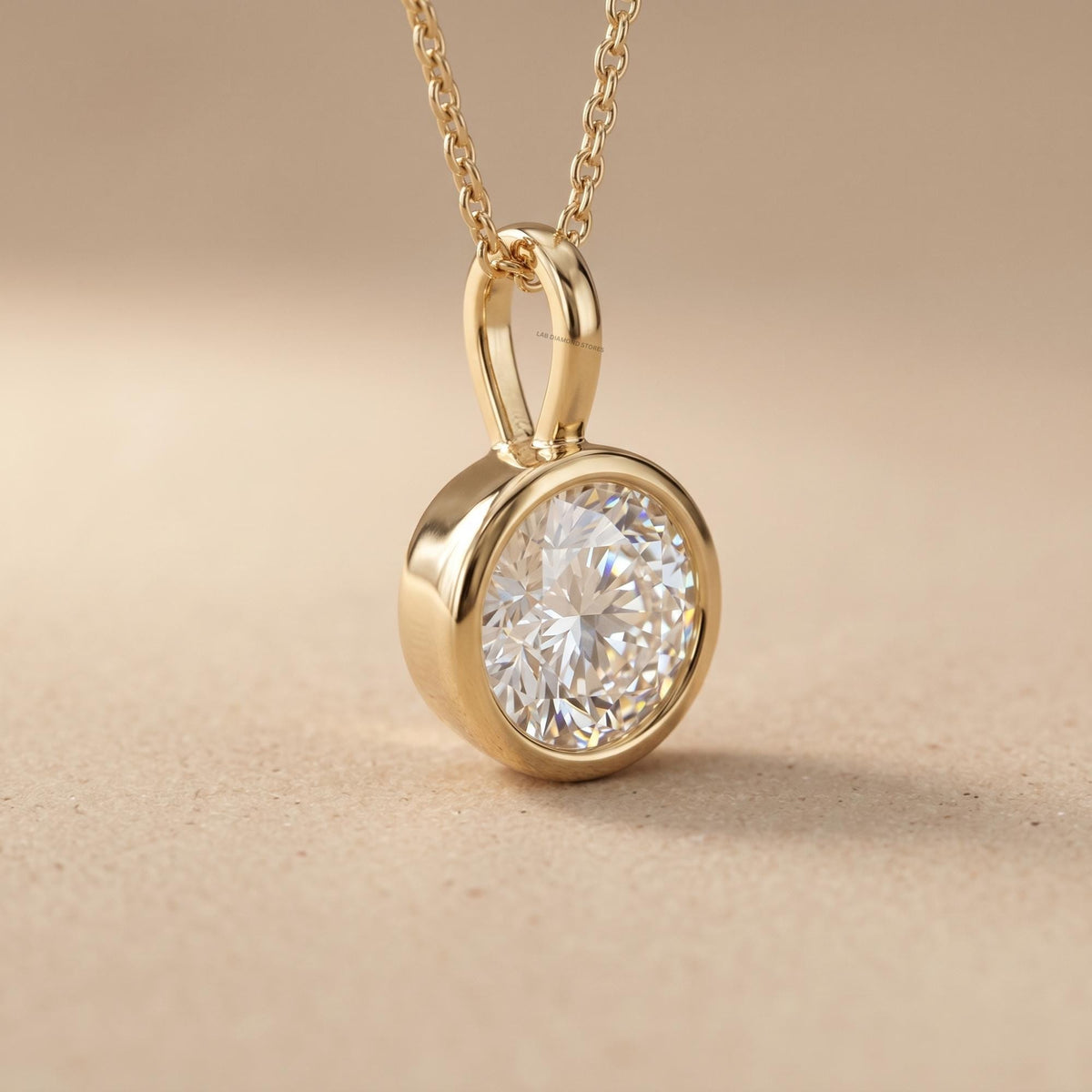 Round Cut Lab Grown Diamond Bezel Set Pendant, Minimalist Solitaire Pendant - JBR Jeweler