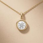 Round Cut Lab Grown Diamond Bezel Set Pendant, Minimalist Solitaire Pendant - JBR Jeweler