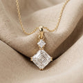 2 CT Emerald & Princess Diamond Two Stone Drop Pendant Necklace, 18K Gold - JBR Jeweler