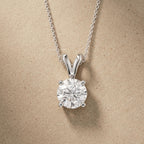 Round Cut Lab Grown Diamond Solitaire Pendant Necklace, Minimalist Diamond - JBR Jeweler