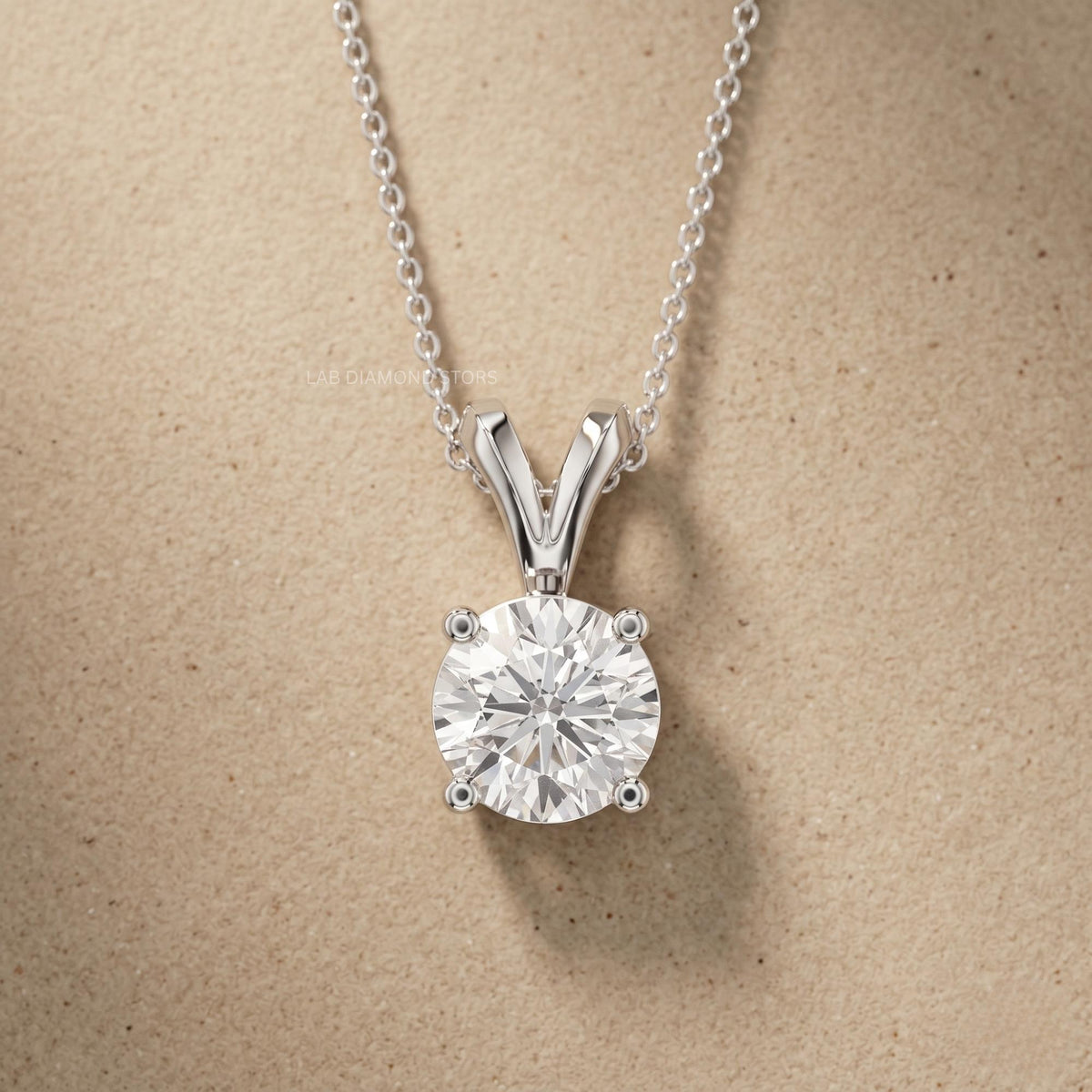Round Cut Lab Grown Diamond Solitaire Pendant Necklace, Minimalist Diamond - JBR Jeweler