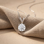 Round Cut Lab Grown Diamond Solitaire Pendant Necklace, Minimalist Diamond - JBR Jeweler