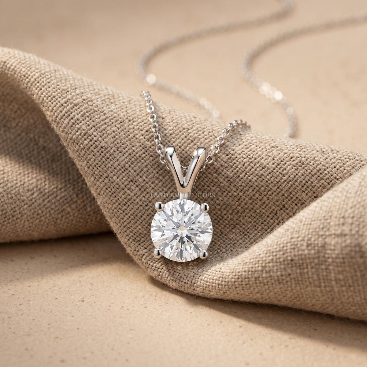 Round Cut Lab Grown Diamond Solitaire Pendant Necklace, Minimalist Diamond - JBR Jeweler