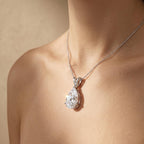 Pear Shaped Solitaire Pendant Necklace, 14K White Gold Teardrop Necklace, Lab - JBR Jeweler