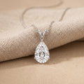 Pear Shaped Solitaire Pendant Necklace, 14K White Gold Teardrop Necklace, Lab - JBR Jeweler