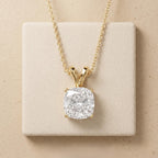 1 Ct Cushion Diamond Solitaire Pendant Necklace, Lab Grown Diamond Double Bail - JBR Jeweler