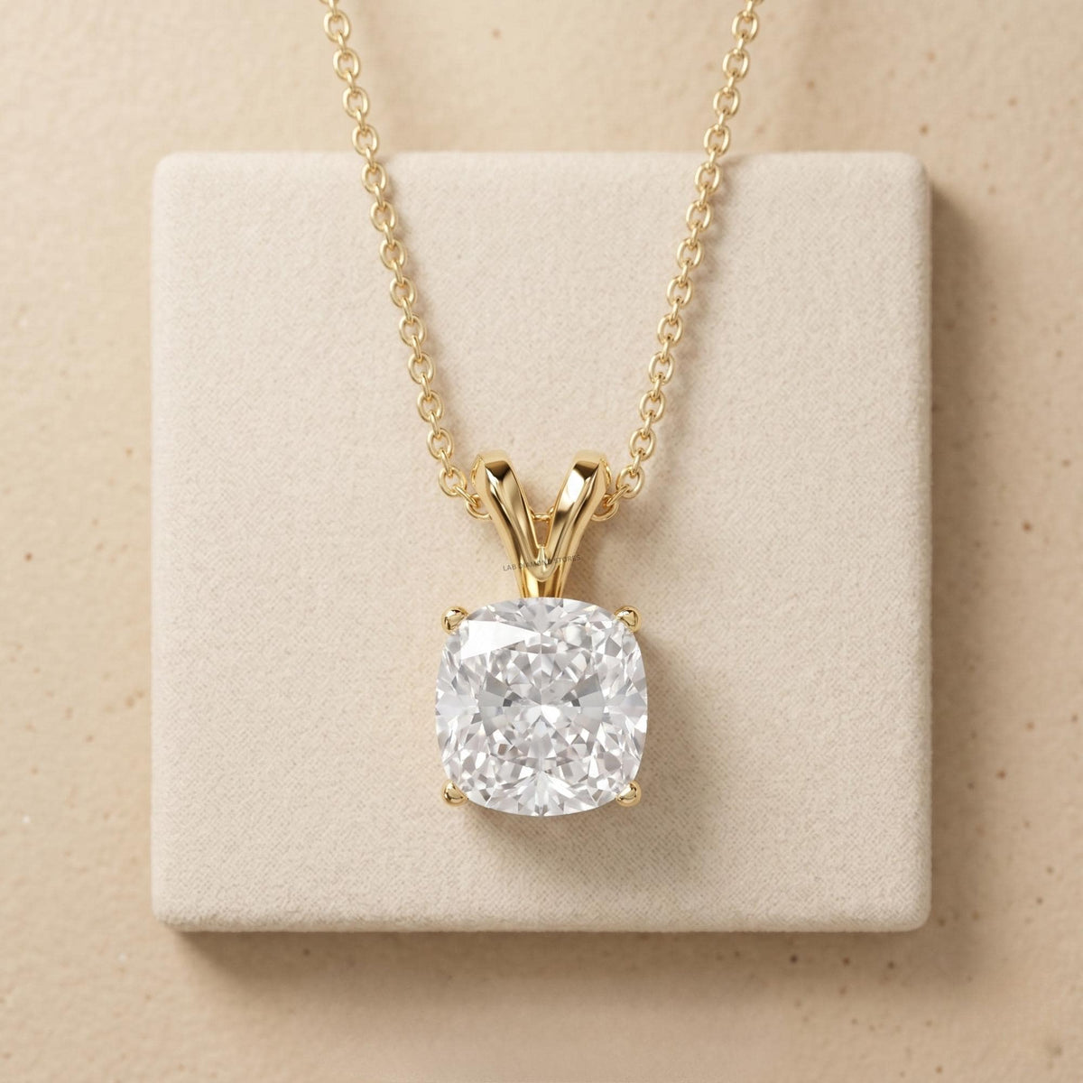 1 Ct Cushion Diamond Solitaire Pendant Necklace, Lab Grown Diamond Double Bail - JBR Jeweler