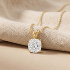 1 Ct Cushion Diamond Solitaire Pendant Necklace, Lab Grown Diamond Double Bail - JBR Jeweler