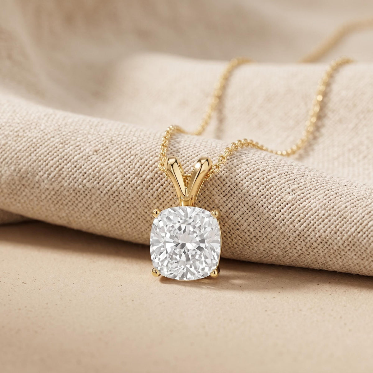 1 Ct Cushion Diamond Solitaire Pendant Necklace, Lab Grown Diamond Double Bail - JBR Jeweler