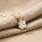1 Ct Cushion Diamond Solitaire Pendant Necklace, Lab Grown Diamond Double Bail - JBR Jeweler