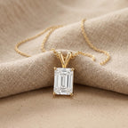 Emerald Lab Grown Diamond Solitaire Pendant, IGI Certified Lab Diamond - JBR Jeweler